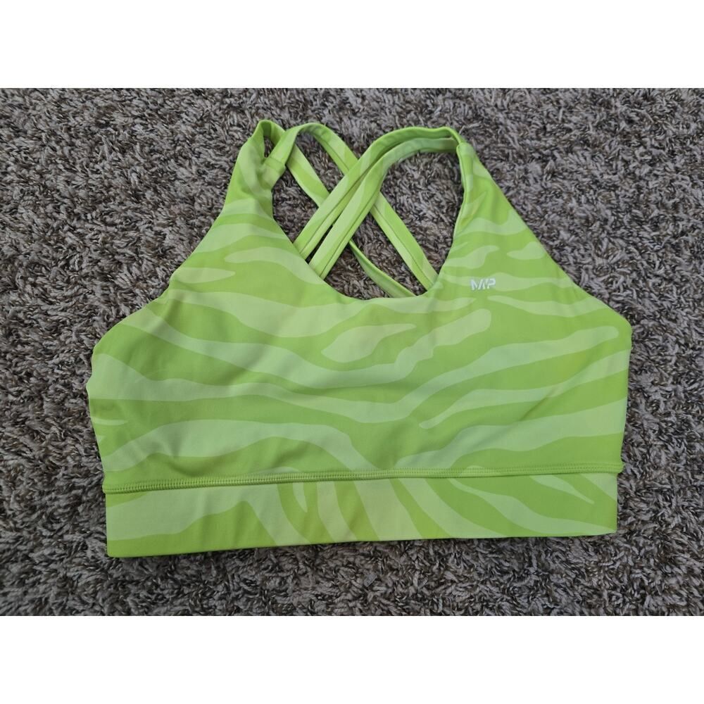 Green Camo Myprotein MP Sports Bra Criss Cross Back Medium Activewear Athletic